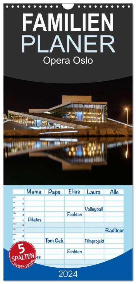 Dirk Rosin: Familienplaner 2024 - Opera Oslo mit 5 Spalten (Wandkalender, 21 x 45 cm) CALVENDO, Kalender