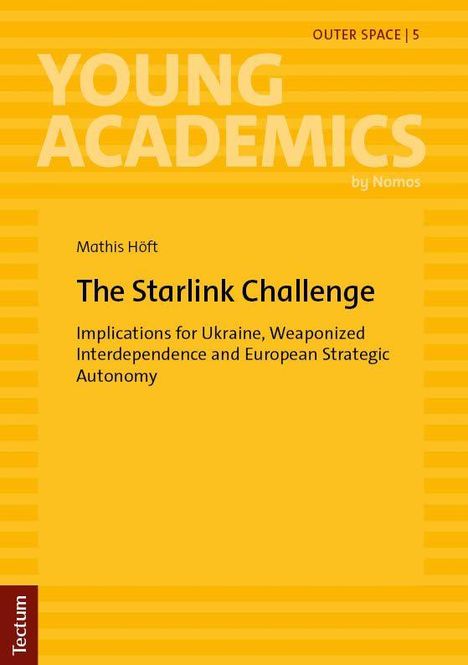 Text: "YOUNG ACADEMICS", "The Starlink Challenge". Gelber Hintergrund, rechteckiges Design mit Streifen.