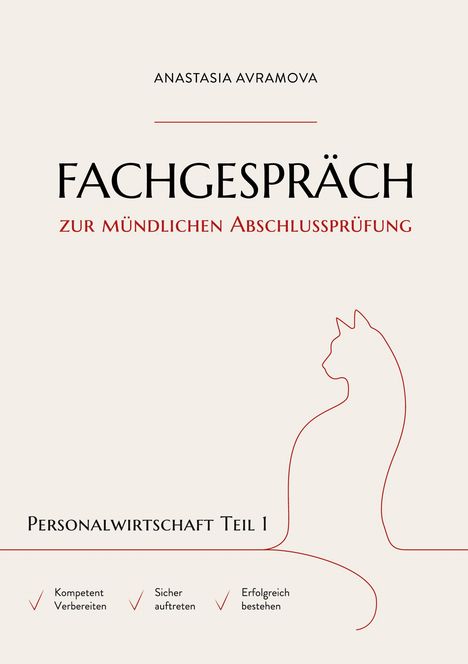 Titel: Fachgespräch zur mündlichen Abschlussprüfung. Silhouette einer sitzenden Katze.