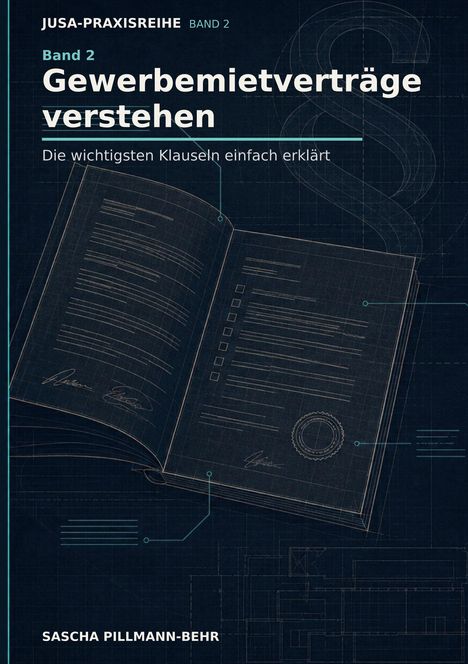 Band 2, Gewerbemietverträge verstehen, Die wichtigsten Klauseln einfach erklärt. Skizze eines geöffneten Buchs.