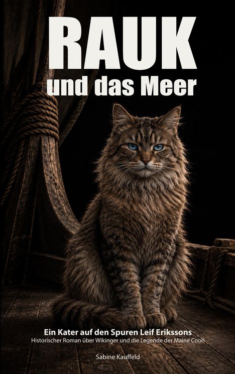 „RAUK und das Meer. Ein Kater auf den Spuren Leif Erikssons“ ist über einen Maine-Coon-Kater auf einem Holzschiff.