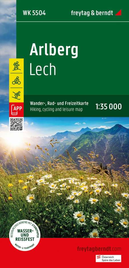 Arlberg, Wander-, Rad- und Freizeitkarte 1:35.000, freytag &amp; berndt, WK 5504, Karten