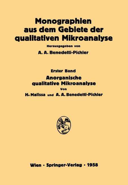Anton A. Benedetti-Pichler: Anorganische Qualitative Mikroanalyse, Buch