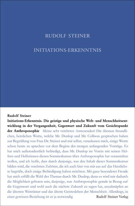 Rudolf Steiner: Initiations-Erkenntnis, Buch