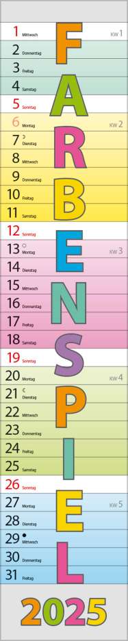 Planer Farbenspiel 2025, Kalender
