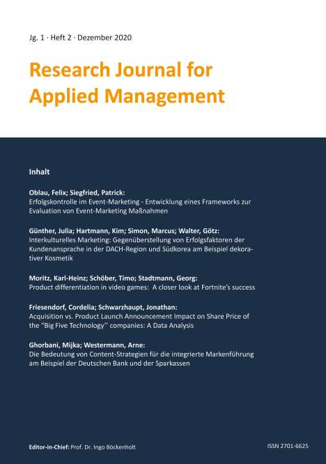 Cordelia Friesendorf: Research Journal for Applied Management - Jg. 1, Heft 2, Buch