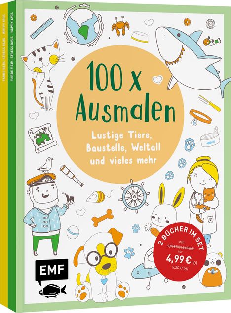 100 x Ausmalen - 2 Ausmal-Bücher im Bundle, Buch