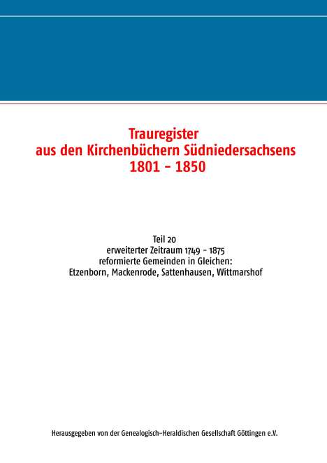 Trauregister aus den Kirchenbüchern Südniedersachsens 1801 - 1850, Buch