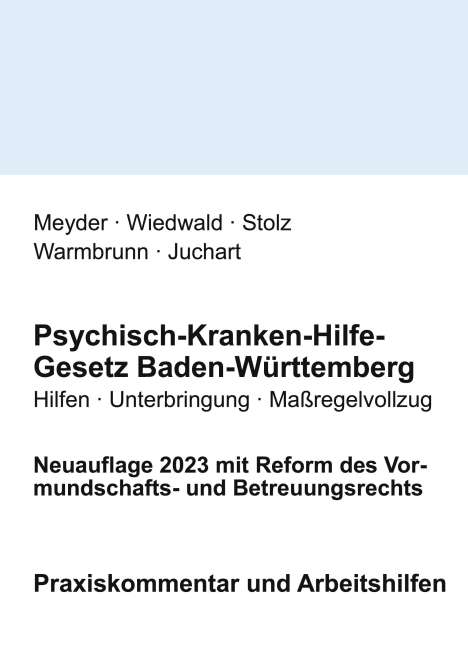 Julia Meyder: Psychisch-Kranken-Hilfe-Gesetz Baden-Württemberg, Buch