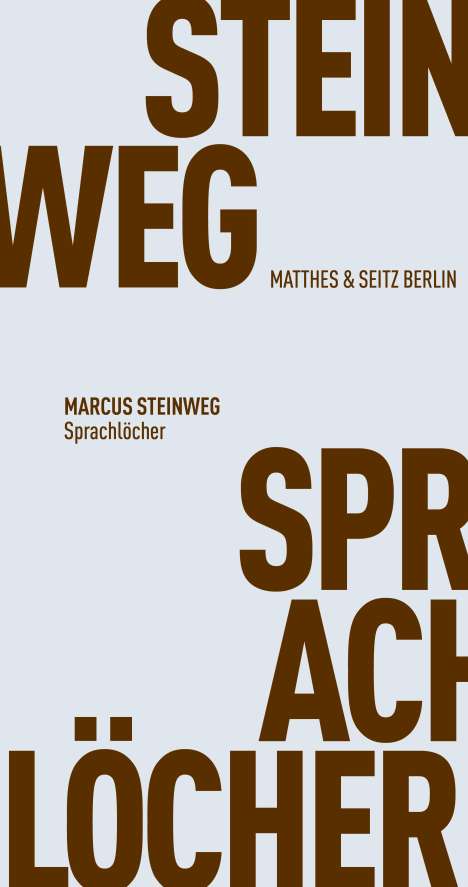 Marcus Steinweg: Sprachlöcher, Buch