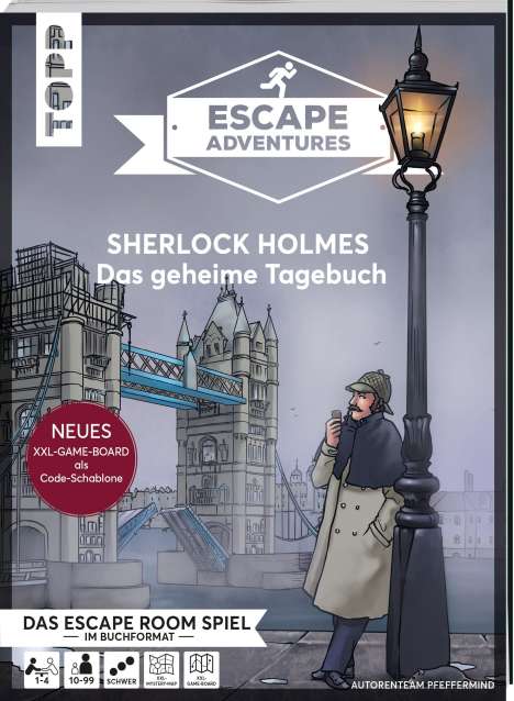 Autorenteam Pfeffermind: Escape Adventures - Sherlock Holmes: Das geheime Tagebuch (NEUE Codeschablone für mehr Rätselspaß), Buch