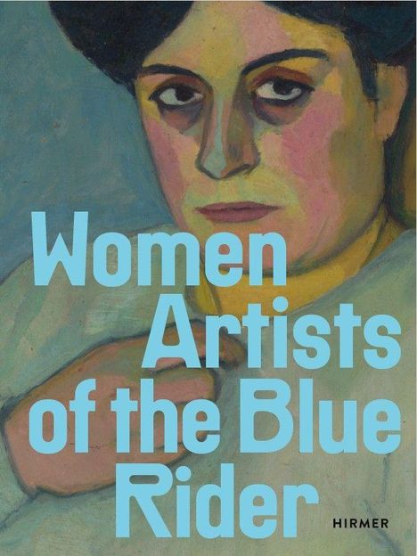 Text: "Women Artists of the Blue Rider". Illustration eines Gesichts mit abstrahierten Formen in kräftigen Farben.
