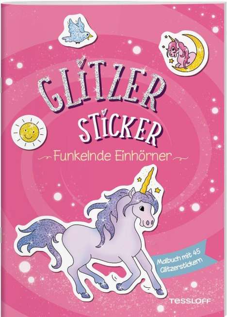 Glitzer-Sticker Malbuch. Funkelnde Einhörner, Buch