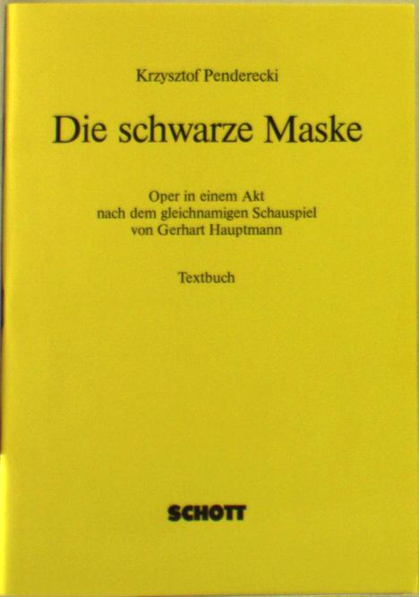 Penderecki, K: Die schwarze Maske, Buch