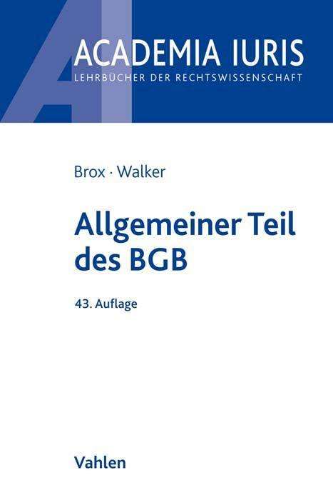 Hans Brox: Allgemeiner Teil des BGB, Buch