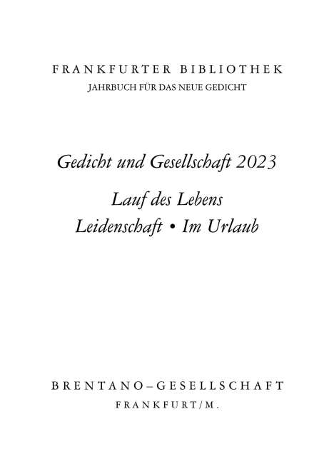 Frankfurter Bibliothek 2023, Buch