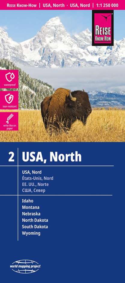 Reise Know-How Landkarte USA 02 Nord 1 : 1.250.000. Idaho, Montana, Wyoming, North Dakota, South Dakota, Nebraska, Diverse