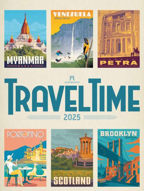 Ackermann Kunstverlag: Travel Time - Reise-Plakate Kalender 2025, Kalender