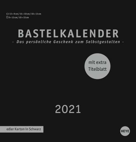 Bastelkalender 2020 schwarz, mittel, Diverse