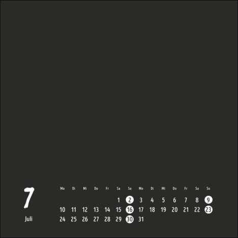 Bastelkalender schwarz klein 2023, Kalender