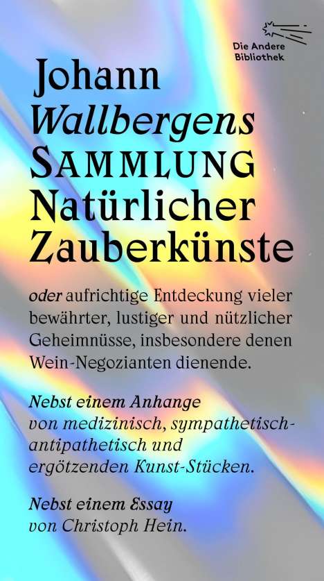 Johann Wallbergens Sammlung Natürlicher Zauberkünste, Buch