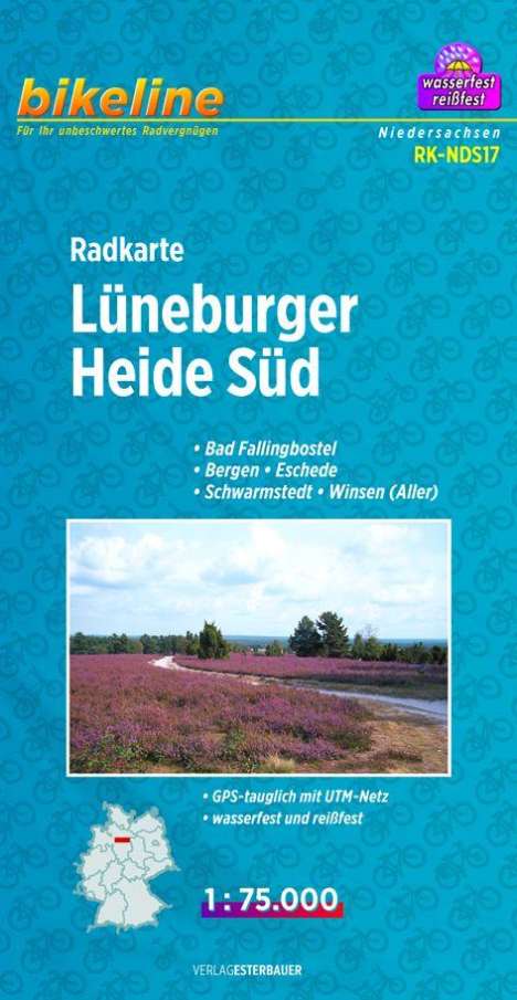 Bikeline Fahrradkarte Deutschland Lüneburger Heide Süd 1:75.000, Karten