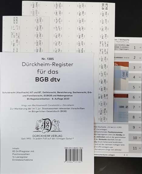 Constantin von Dürckheim: DürckheimRegister BGB im dtv 2023, Buch