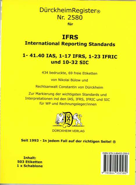 DürckheimRegister® IFRS Nr. 2580, Buch