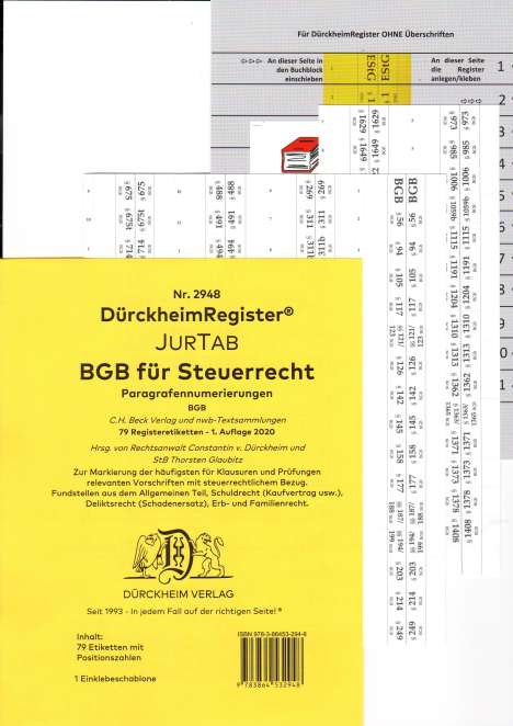 Constantin Dürckheim: DürckheimRegister® BGB im Steuerrecht 2022, Gesetze und §§ , OHNE Stichworte, Diverse