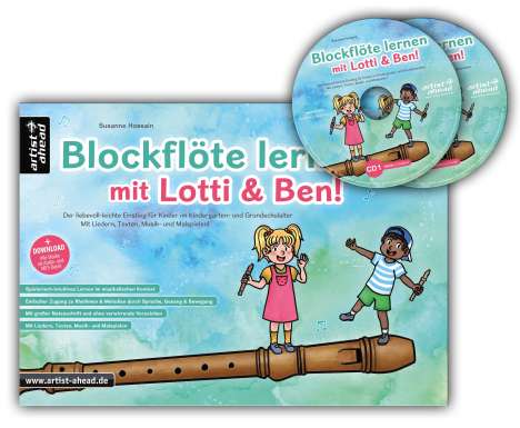 Susanne Hossain: Blockflöte lernen mit Lotti &amp; Ben + 2 Audio-CDs!, Buch
