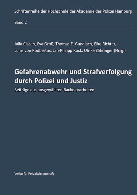Titel: "Gefahrenabwehr und Strafverfolgung durch Polizei und Justiz". Schlichtes, blaues Cover.
