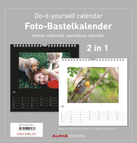 Foto-Bastelkalender s/w immerwährend, Kalender