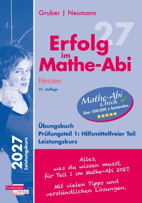 „Erfolg im Mathe-Abi“, Hessen, 21. Auflage. Übungsbuch für den hilfsmittelfreien Teil. Links Daumen hoch.