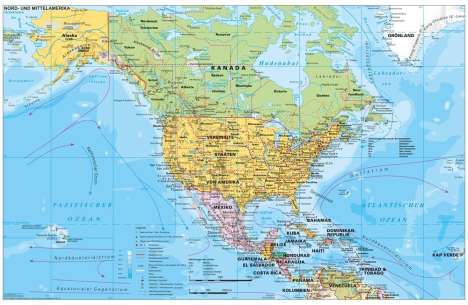 Heinrich Stiefel: Nord- und Mittelamerika politisch 1 : 90.000 000, Karten