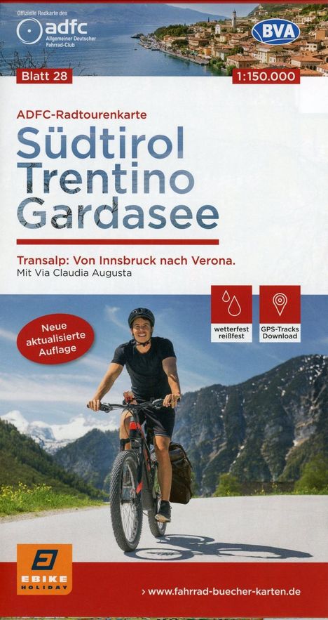 ADFC-Radtourenkarte 28 Südtirol, Trentino, Gardasee 1:150.00, Karten