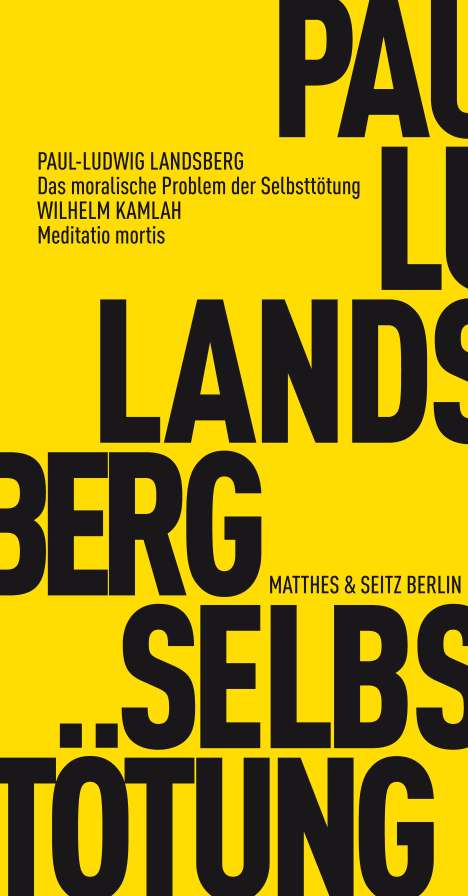 Paul Ludwig Landsberg: Das moralische Problem der Selbsttötung, Buch