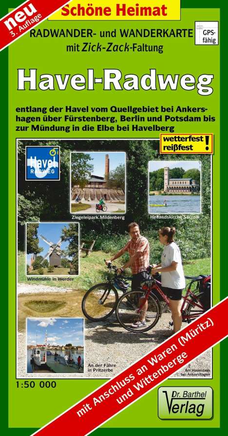 Radwander- und Wanderkarte Havel-Radweg 1 : 50 000 (mit Zick-Zack Faltung), Karten