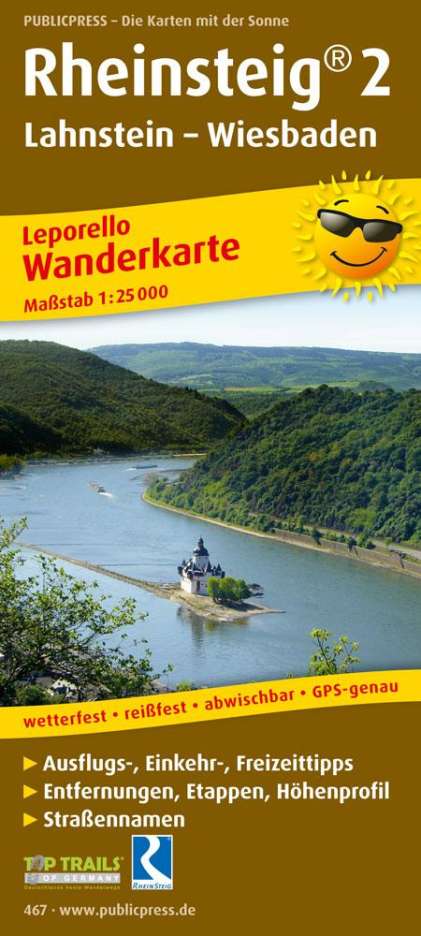 Wanderkarte Rheinsteig 02. Lahnstein - Wiesbaden 1 : 25 000, Karten