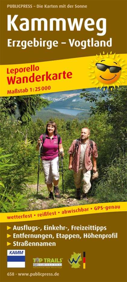 Kammweg Erzgebirge - Vogtland 1 : 25 000 Wanderkarte, Karten