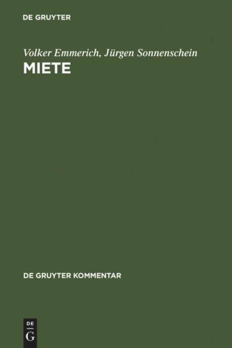 Volker Emmerich: Miete, Buch