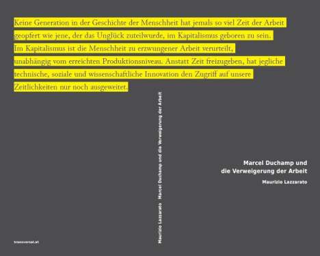 Maurizio Lazzarato: Marcel Duchamp und die Verweigerung der Arbeit, Buch