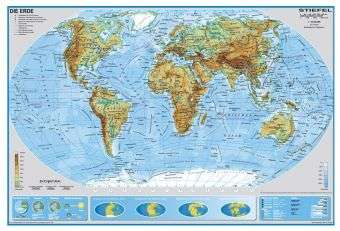 Die Erde, physisch 1 : 40 000 000. Wandkarte Kleinformat ohne Metallstäbe, Karten