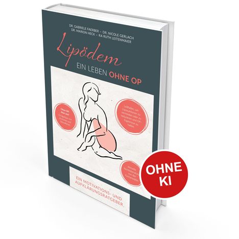 Der Titel lautet "Lipödem - Ein Leben ohne OP". Die Illustration zeigt eine sitzende Frau.