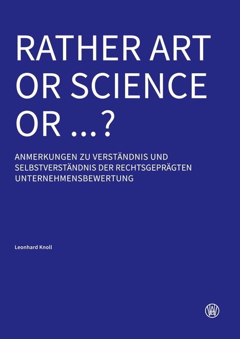 „RATHER ART OR SCIENCE OR ...?“, gefolgt von kleineren Texten, auf blauem Hintergrund. Unten rechts ein Logo.
