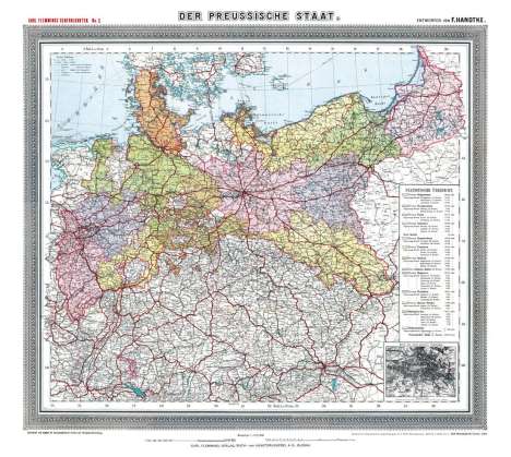 Friedrich Handtke: Historische Preussenkarte / DER PREUSSISCHE STAAT - 1905 [gerollt], Karten