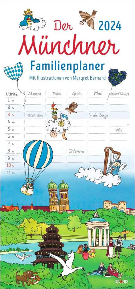 Margret Bernard: Der Münchner Familienplaner 2024, Kalender