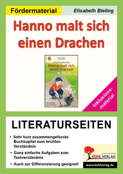 Elisabeth Bieling: Hanno malt sich einen Drachen - Literaturseiten / Inklusionsmaterial, Buch