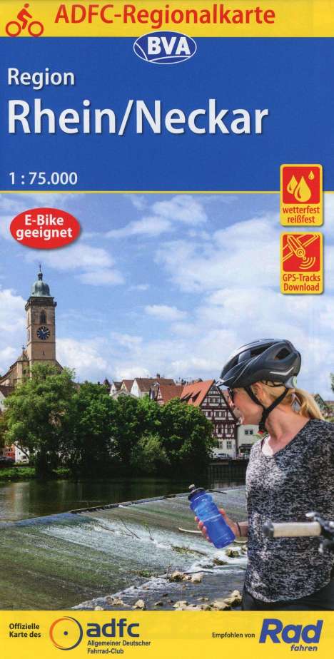 ADFC-Regionalkarte Region Rhein/Neckar, 1:75.000, mit Tagestourenvorschlägen, reiß- und wetterfest, E-Bike-geeignet, GPS-Tracks Download, Karten