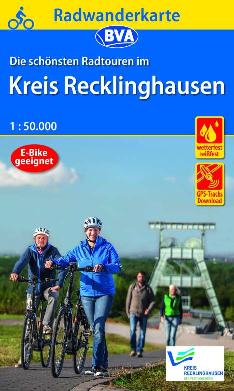 Radwanderkarte BVA Die schönsten Radtouren im Kreis Recklinghausen, 1:50.000, reiß- und wetterfest, GPS-Tracks Download, Karten