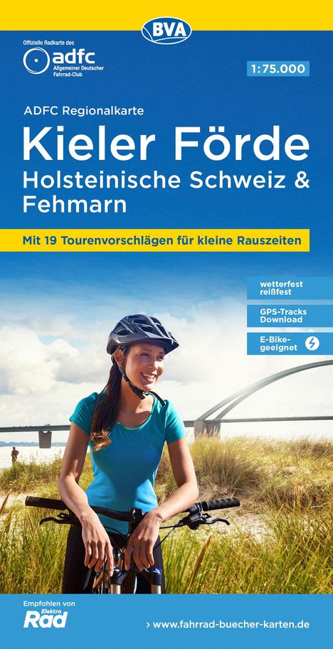 ADFC-Regionalkarte Kieler Förde Holsteinische Schweiz &amp; Fehmarn, 1:75.000, mit Tagestourenvorschlägen, reiß- und wetterfest, E-Bike-geeignet, GPS-Tracks Download, Karten
